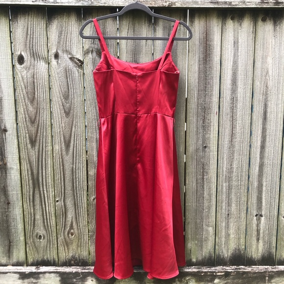 Robin Jordan Vintage 90s Satin Dress Size 4 Red Rust Fit & Flare Deadstock NWT - Picture 6 of 13